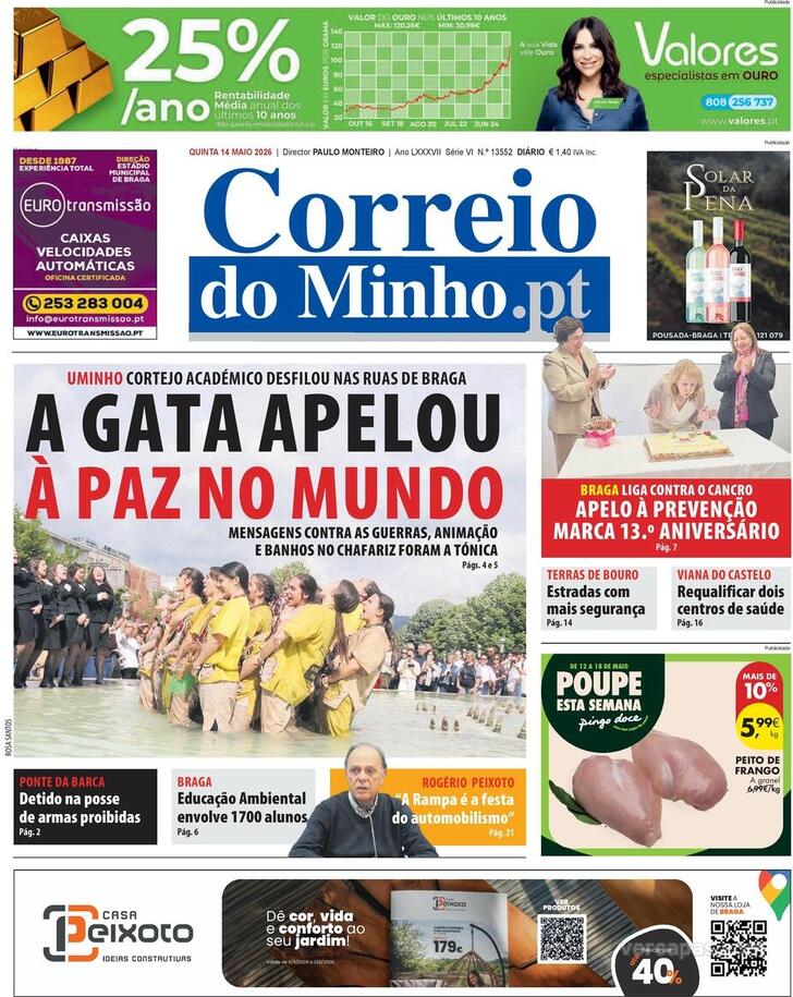 Capa Correio do Minho - 2026-05-14