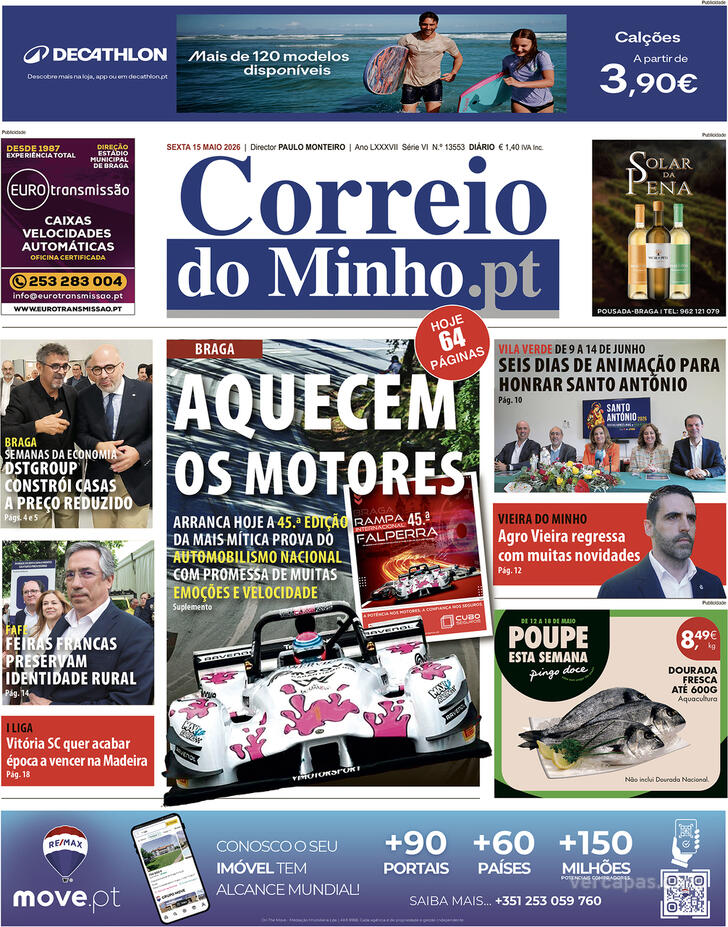 Capa Correio do Minho - 2026-05-15