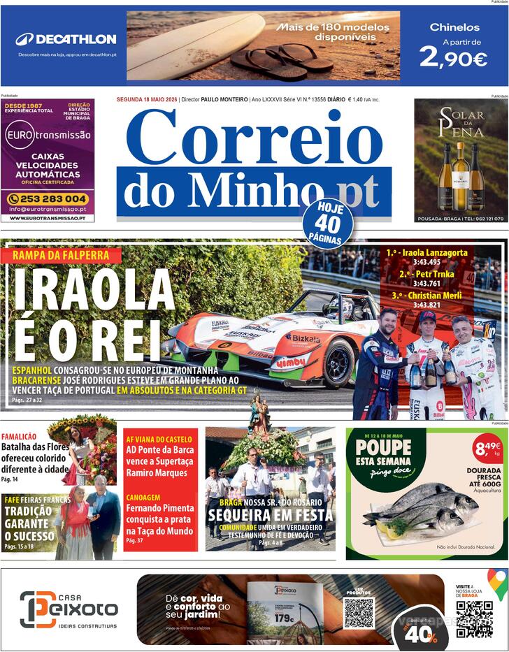 Capa Correio do Minho - 2026-05-18