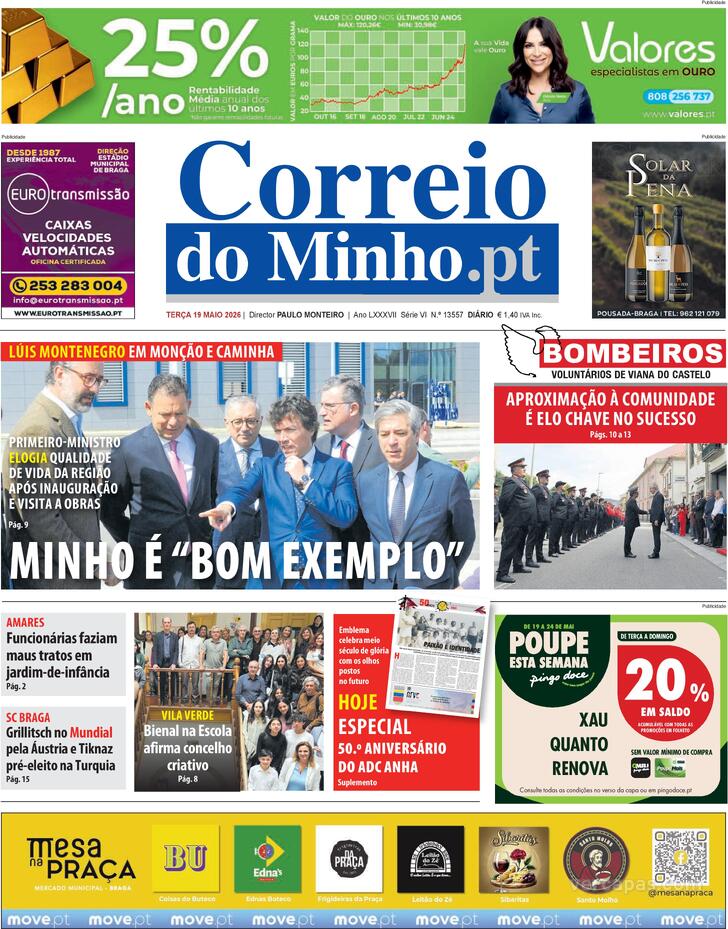 Capa Correio do Minho - 2026-05-19