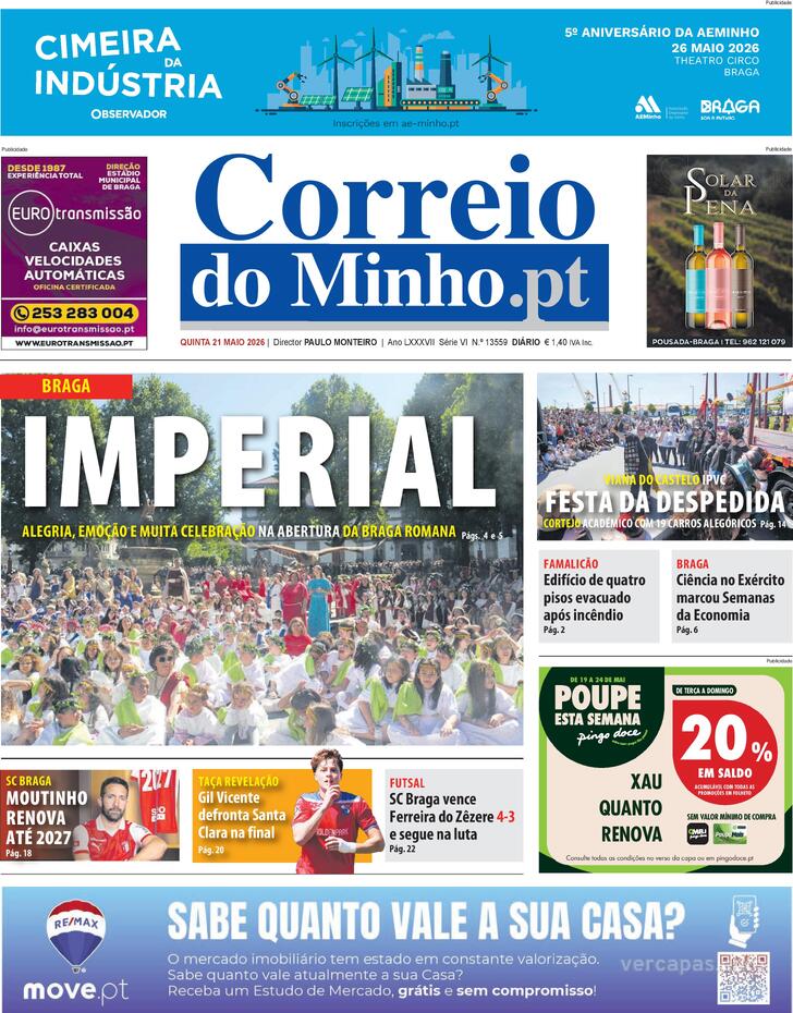Capa Correio do Minho - 2026-05-21