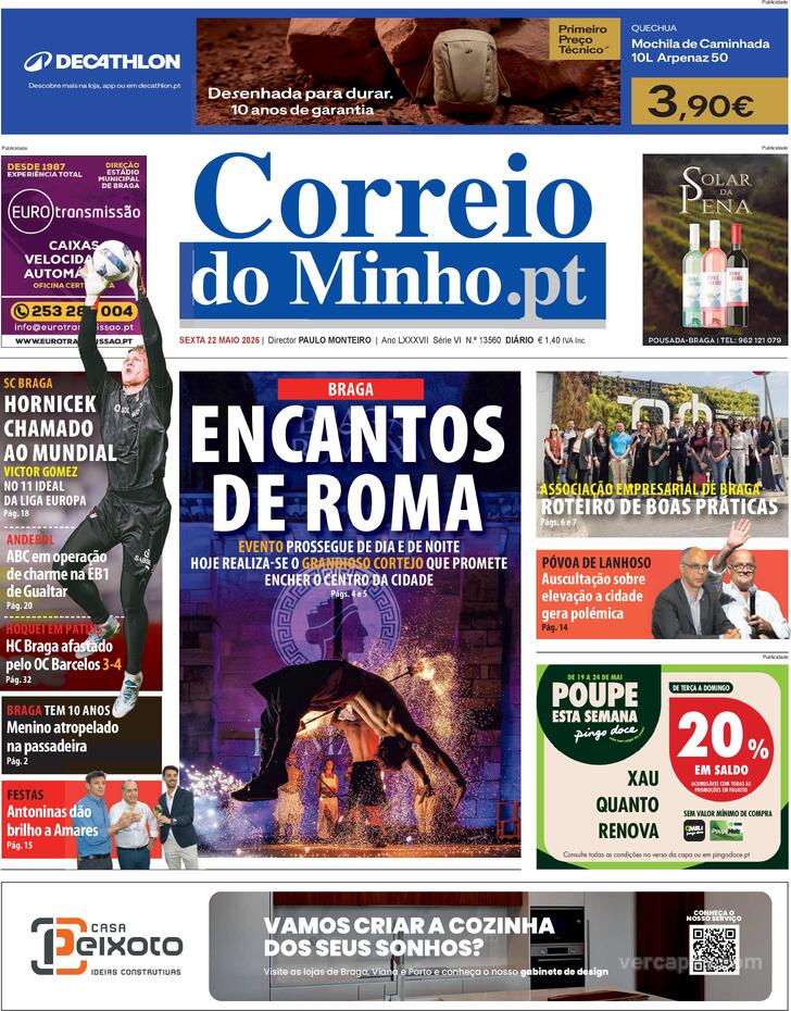 Capa Correio do Minho - 2026-05-22