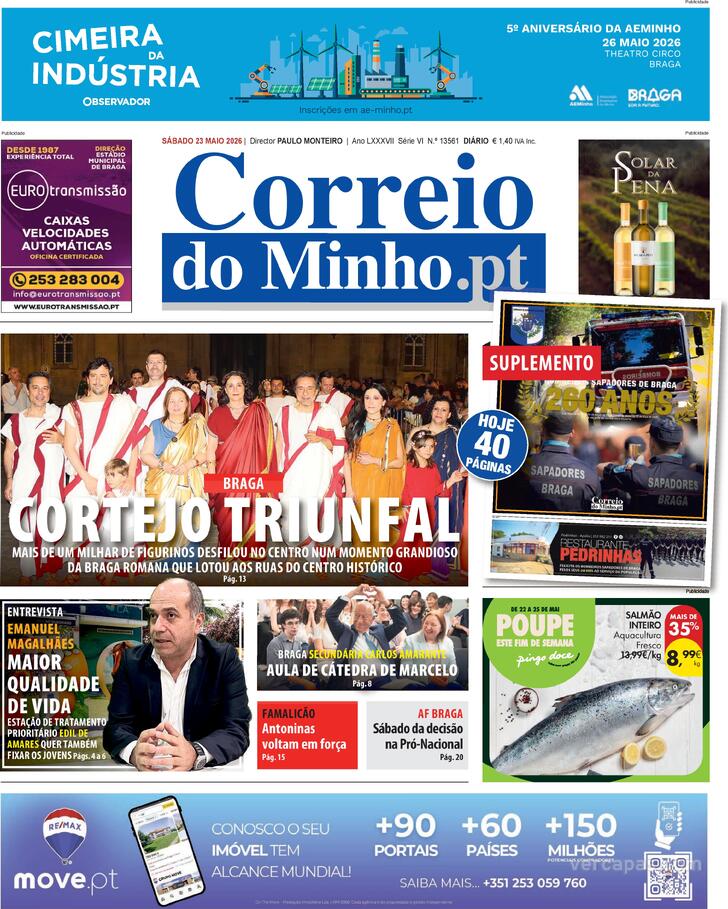 Capa Correio do Minho - 2026-05-23
