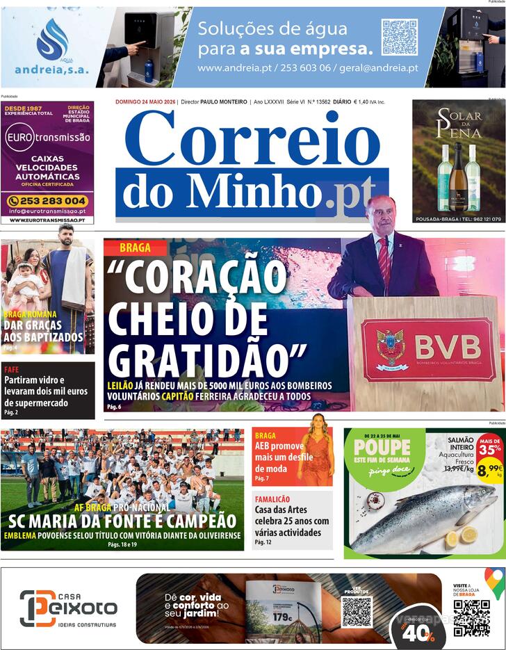 Capa Correio do Minho - 2026-05-24