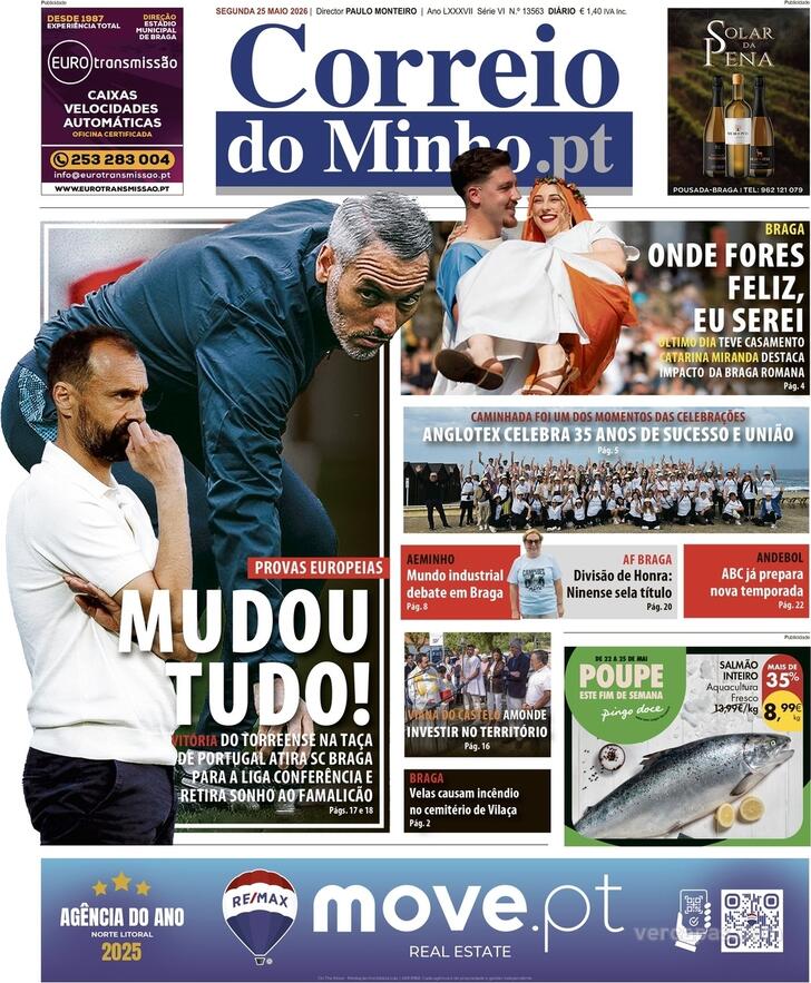 Capa Correio do Minho - 2026-05-25