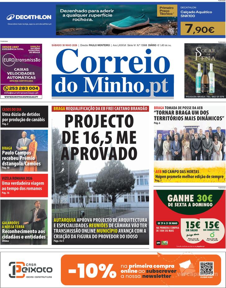 Capa Correio do Minho - 2026-05-30