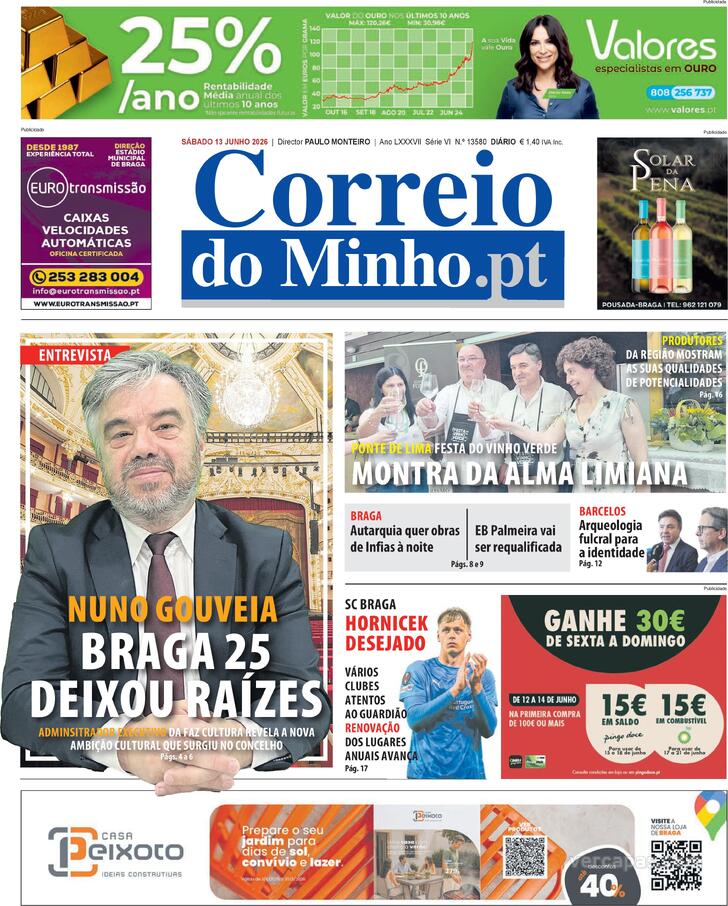 Capa Correio do Minho - 2026-06-14