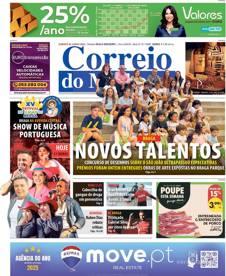 Capa Correio do Minho - 2026-06-20