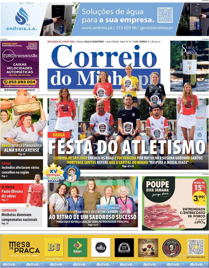Capa Correio do Minho - 2026-06-22