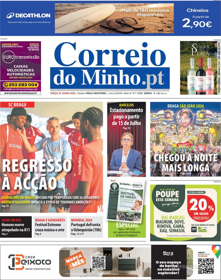 Capa Correio do Minho - 2026-06-23