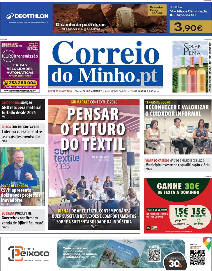 Capa Correio do Minho - 2026-06-26