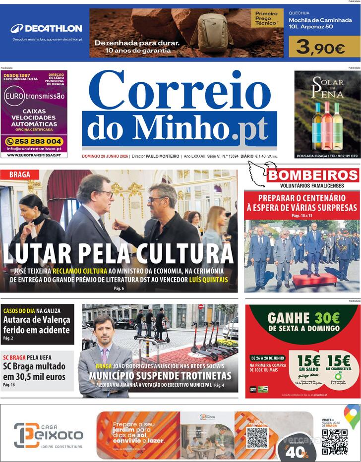 Capa Correio do Minho - 2026-06-28