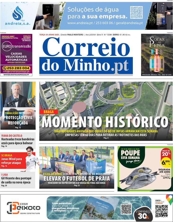 Capa Correio do Minho - 2026-06-30