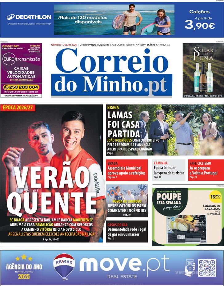 Capa Correio do Minho - 2026-07-01