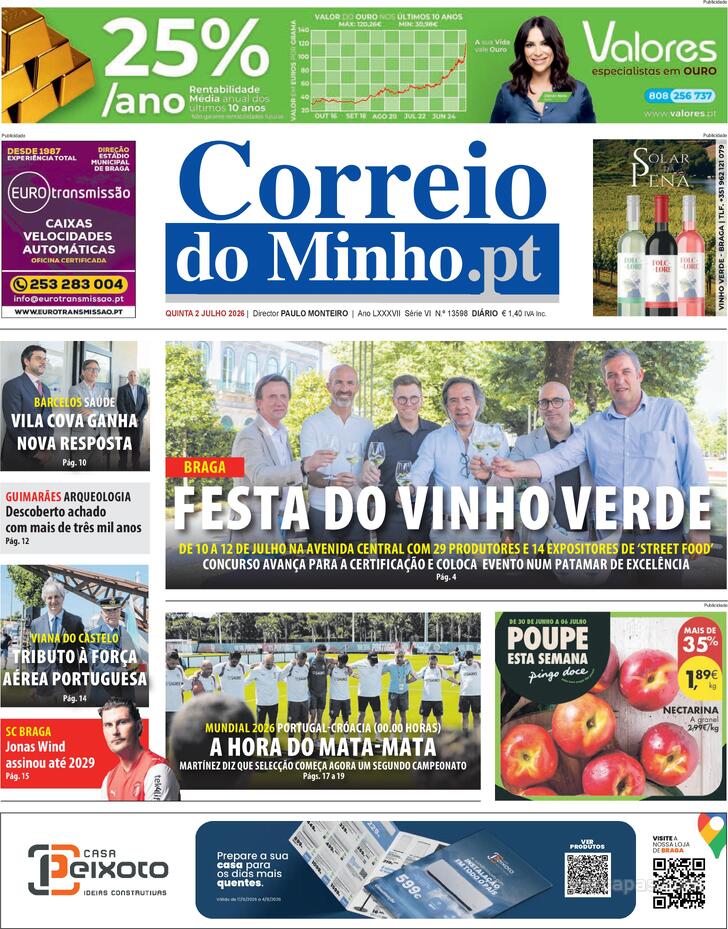 Capa Correio do Minho - 2026-07-02
