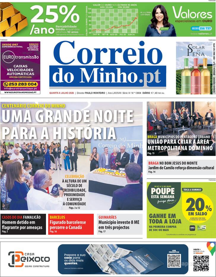 Capa Correio do Minho - 2026-07-08