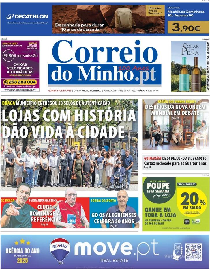 Capa Correio do Minho - 2026-07-09