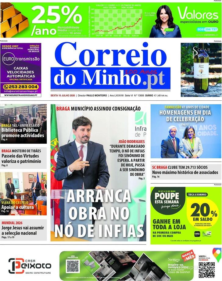 Capa Correio do Minho - 2026-07-10