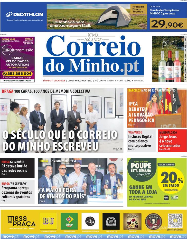 Capa Correio do Minho - 2026-07-11