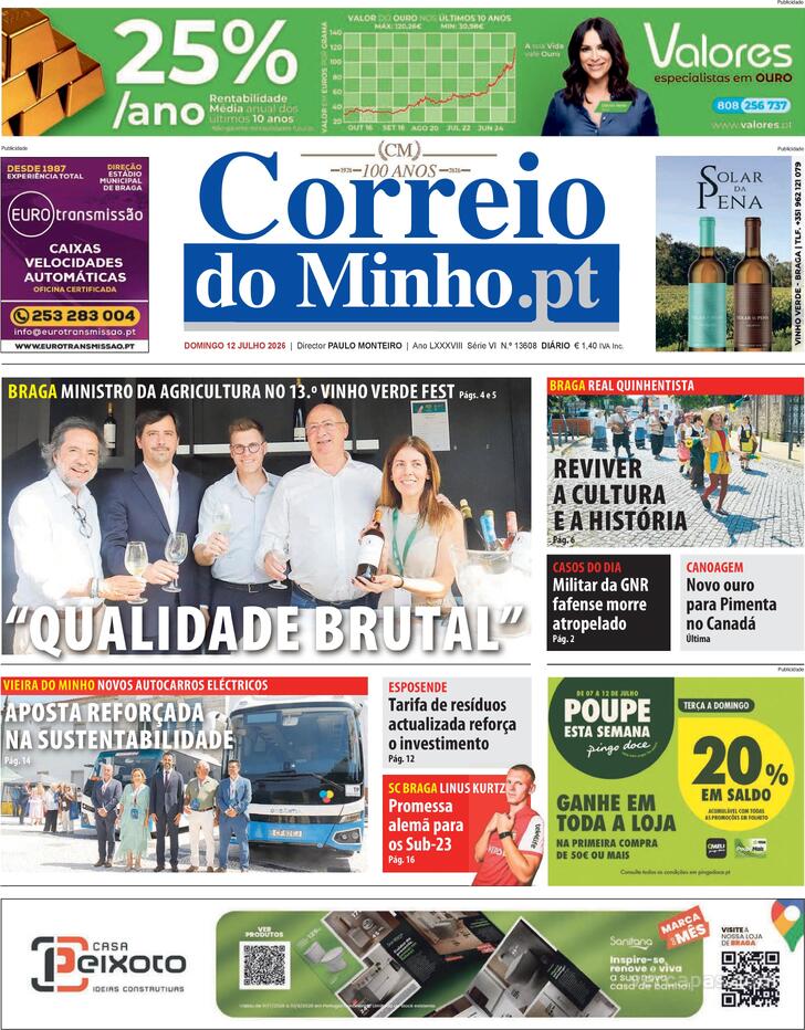 Capa Correio do Minho - 2026-07-12