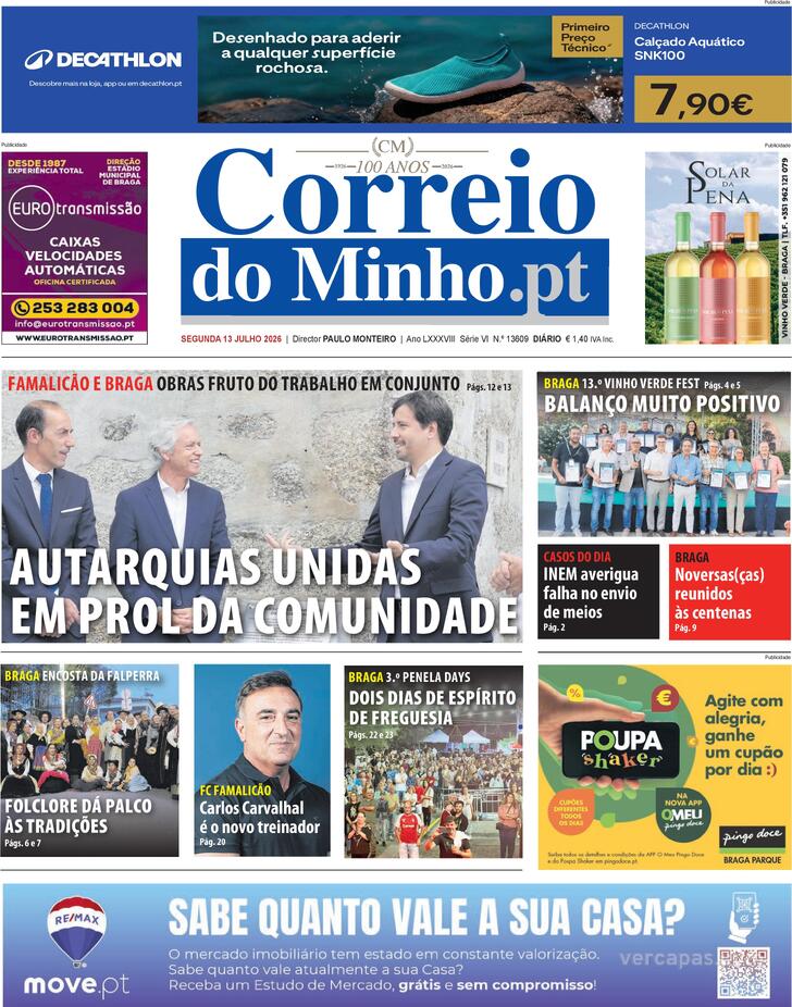 Capa Correio do Minho - 2026-07-13