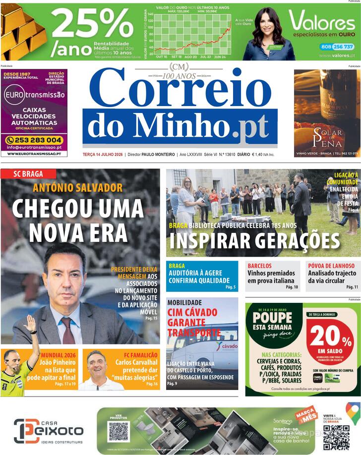 Capa Correio do Minho - 2026-07-14