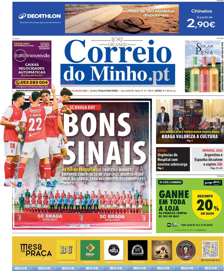 Capa Correio do Minho - 2026-07-19
