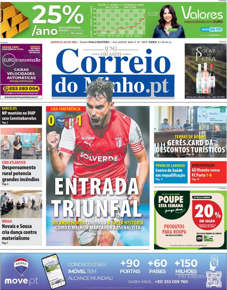 Capa Correio do Minho - 2026-07-23