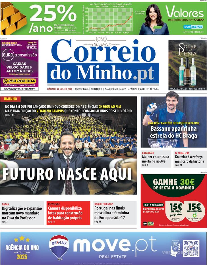 Capa Correio do Minho - 2026-07-25