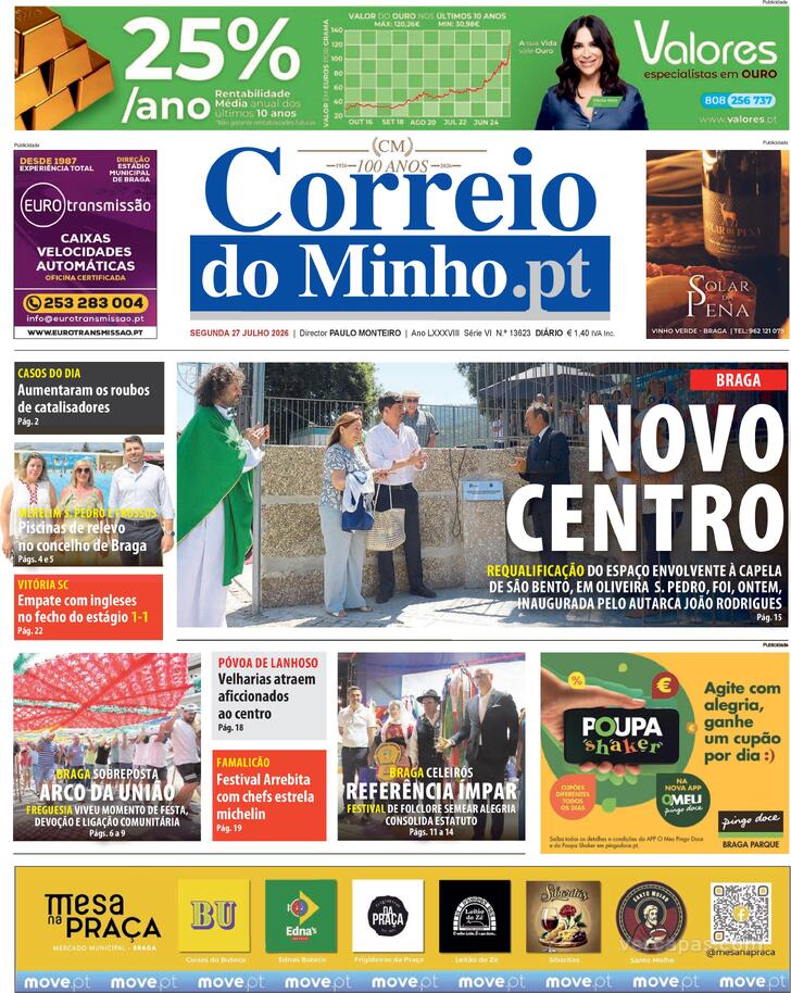 Capa Correio do Minho - 2026-07-27