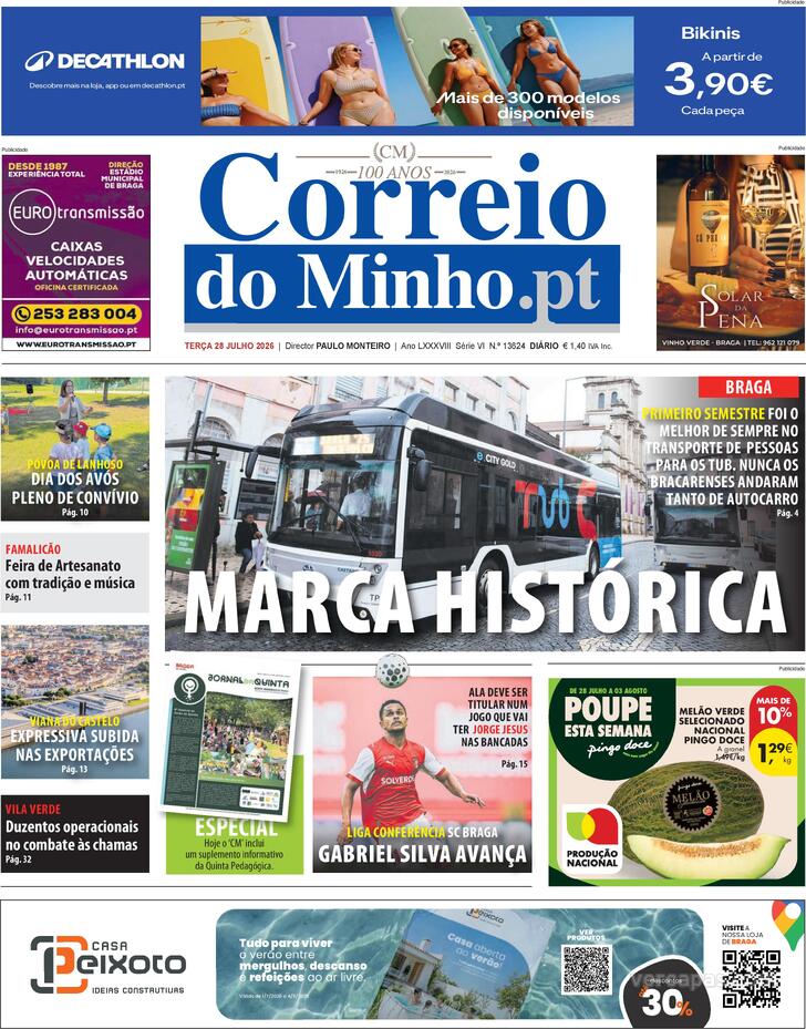 Capa Correio do Minho - 2026-07-28
