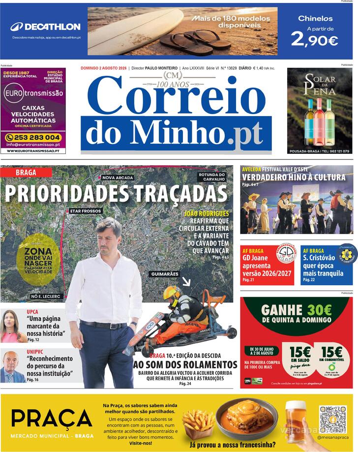 Capa Correio do Minho - 2026-08-02