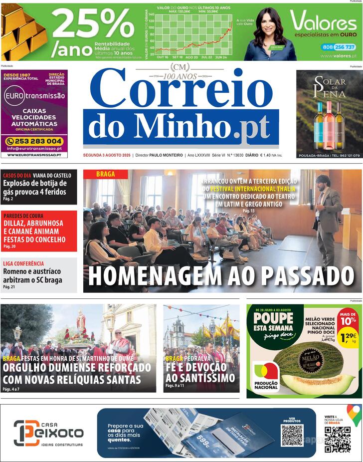 Capa Correio do Minho - 2026-08-03