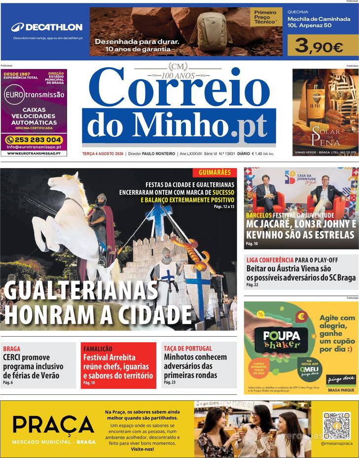 Capa Correio do Minho - 2026-08-04
