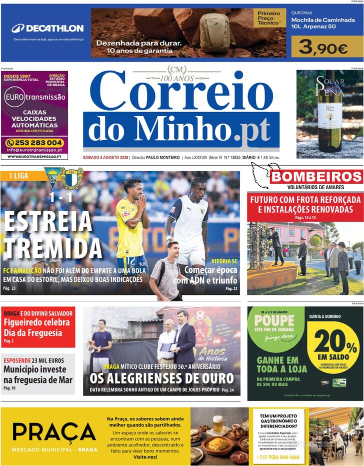 Capa Correio do Minho - 2026-08-08