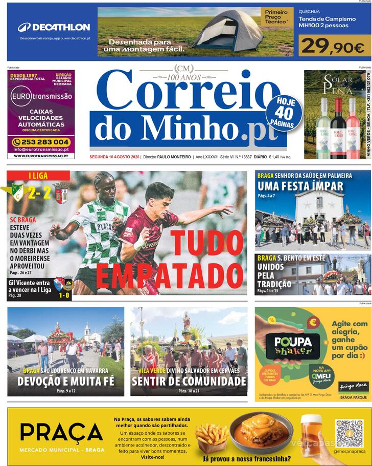 Capa Correio do Minho - 2026-08-10