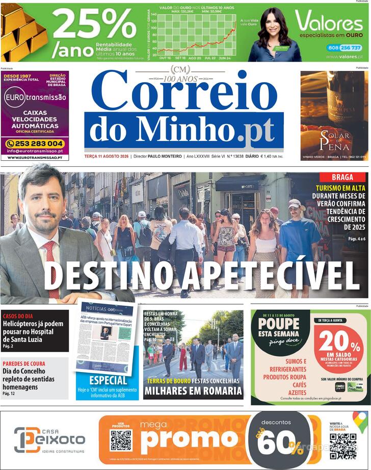 Capa Correio do Minho - 2026-08-11