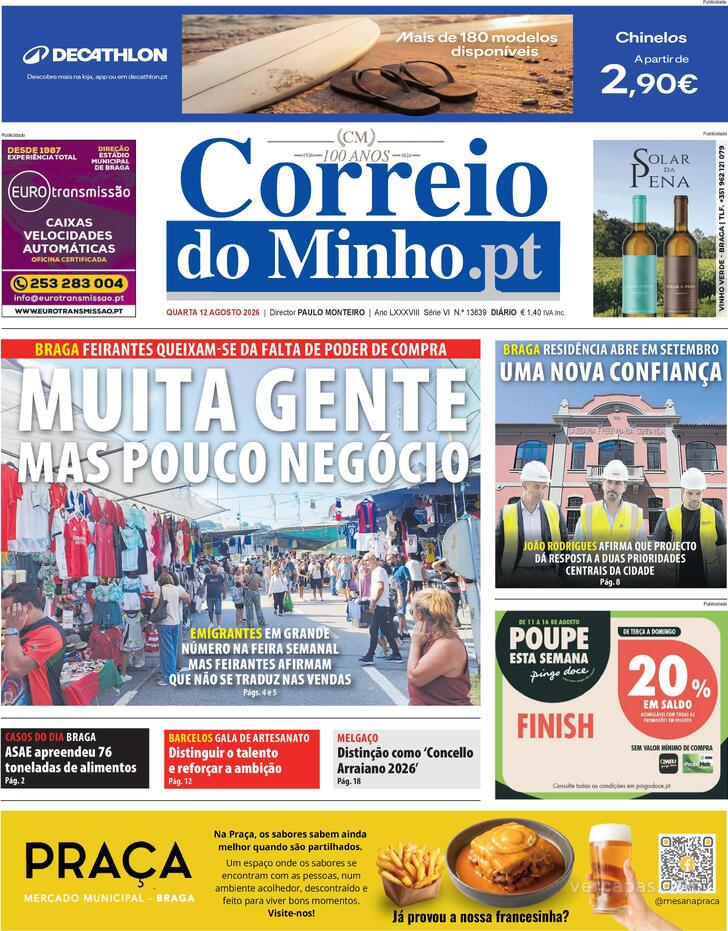 Capa Correio do Minho - 2026-08-12
