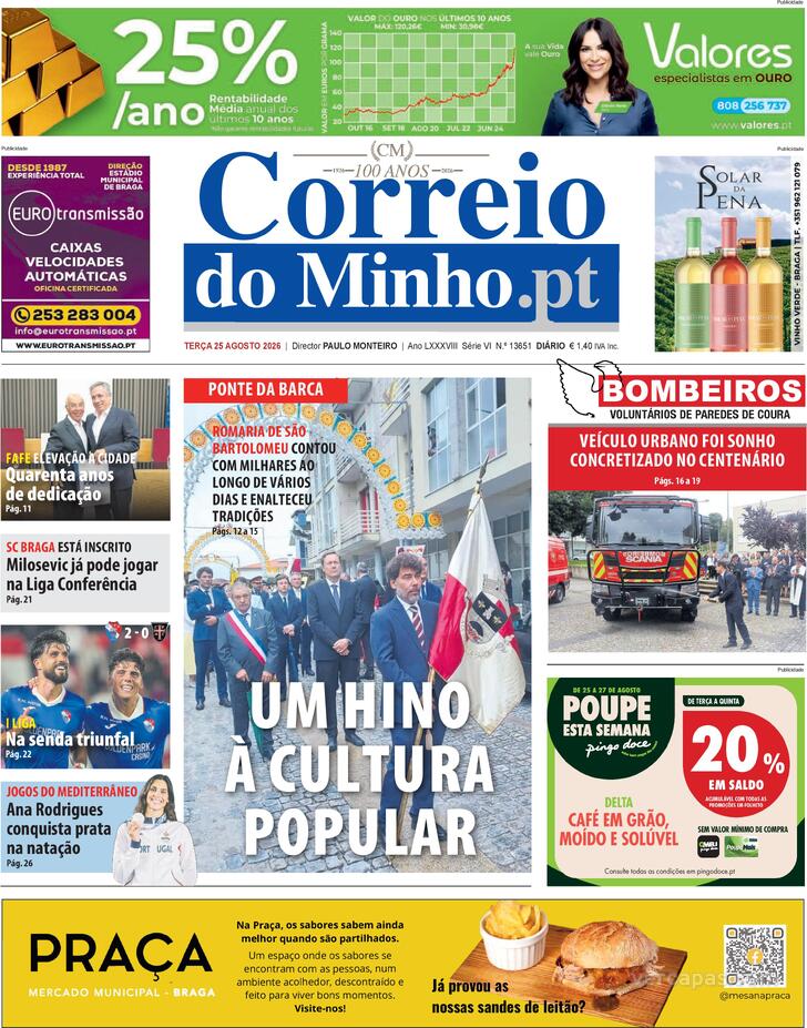 Capa Correio do Minho - 2026-08-25