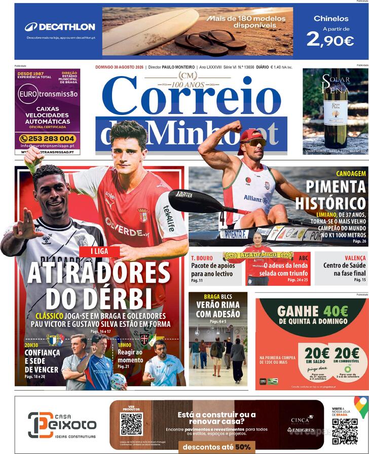 Capa Correio do Minho - 2026-08-30