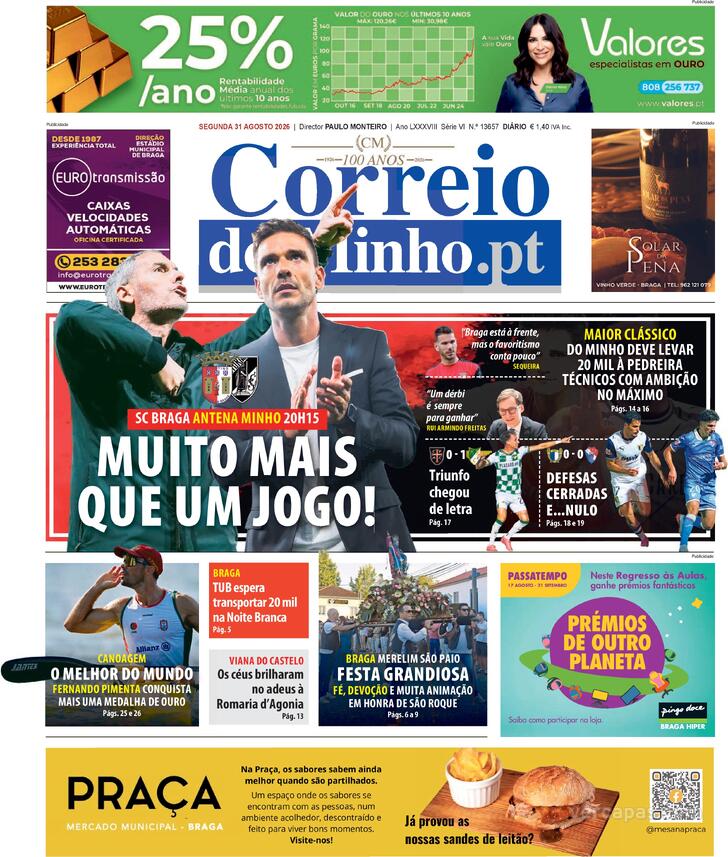 Capa Correio do Minho - 2026-08-31