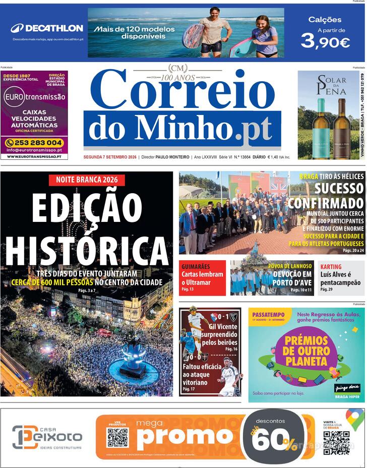 Capa Correio do Minho - 2026-09-07