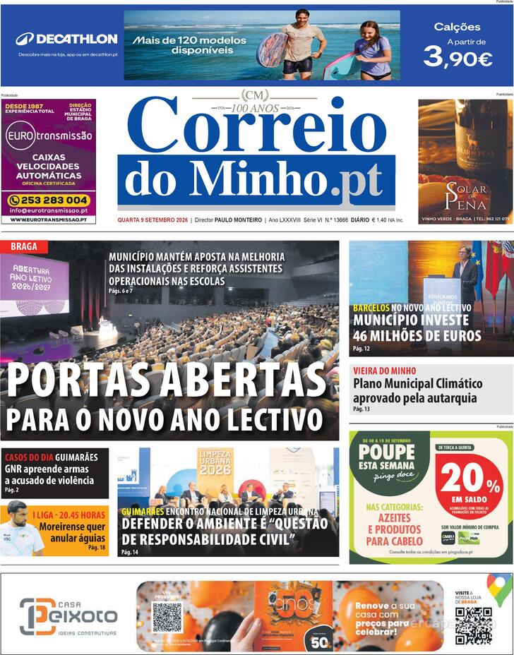 Capa Correio do Minho - 2026-09-09