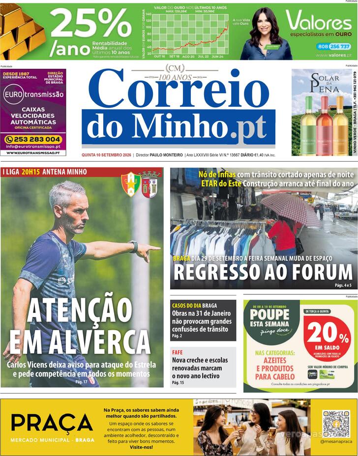 Capa Correio do Minho - 2026-09-10