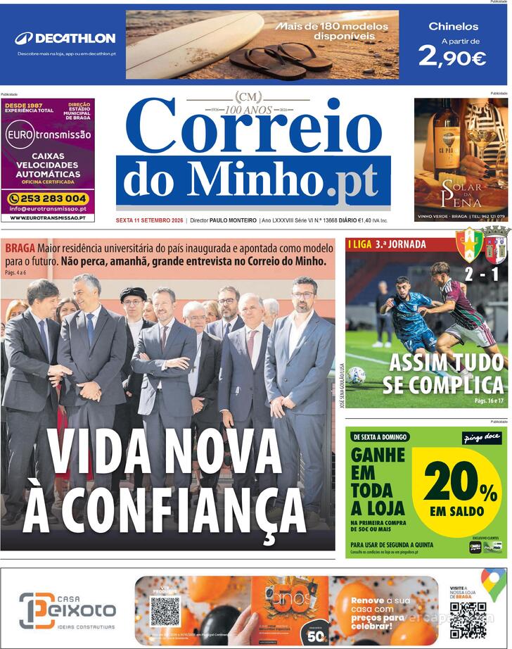 Capa Correio do Minho - 2026-09-11