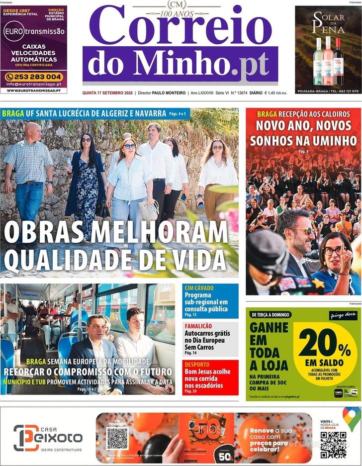 Capa Correio do Minho - 2026-09-17