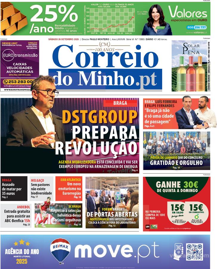 Capa Correio do Minho - 2026-09-26