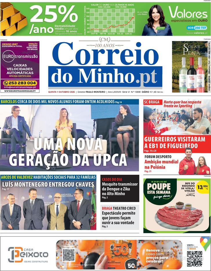 Capa Correio do Minho - 2026-10-01
