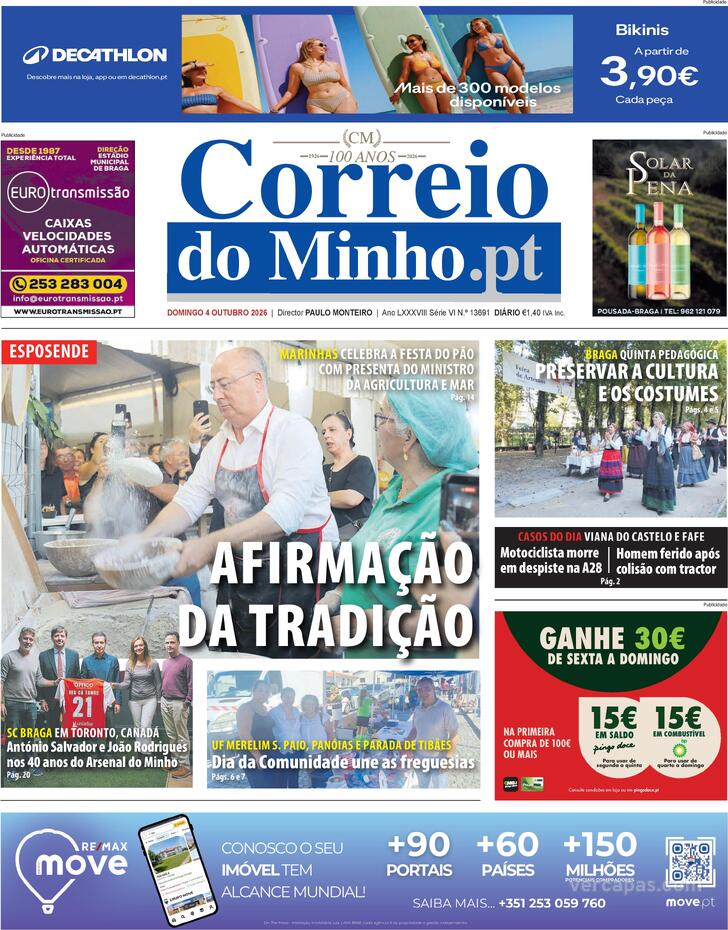 Capa Correio do Minho - 2026-10-04