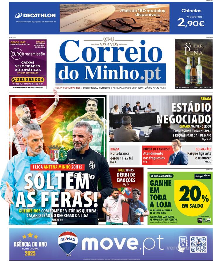 Capa Correio do Minho - 2026-10-09